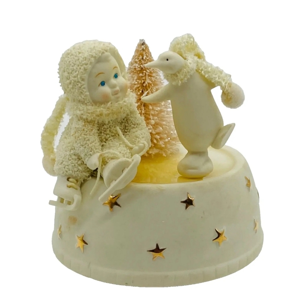 Music Box Snowbabies Skating with Friends Plays Dance of the Sugarplum Fairies